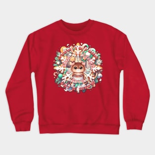 Christmas Cat Wreath Flow To Your Cats Meow 6A2 Crewneck Sweatshirt